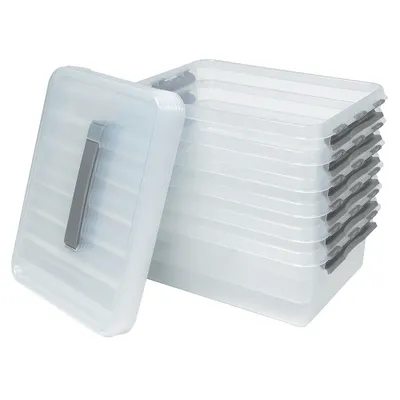 Produktbild von 6x Aufbewahrungsbox mit Deckel, transparent, LxBxH 400 x 300 x 140 mm, 12 Liter Box