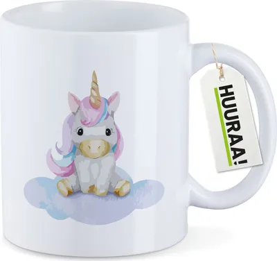 Produktbild von Huuraa Kaffeetasse Einhorn Fabelwesen 330ml Weiß Keramik Kaffeebecher Geschenkidee