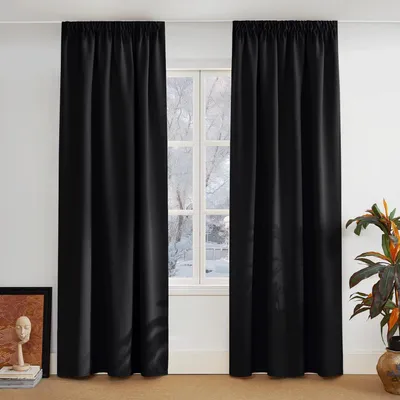 Produktbild von Vorhänge Schlafzimmer Verdunkelnd Schwarz 2er Pack H210 x B140 cm