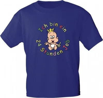 Produktbild von Kinder T-Shirt mit Aufdruck - Ich bin ein 24 Stunden Job - 08272 - dunkelblau - Gr. 86-164 Größe - 110/116
