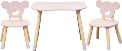 Obrázok produktu pre Rebecca Mobili stôl a 2 stoličky pre deti Sika 44x60x56 MDF borovica ružovo hnedá SET 3 ks