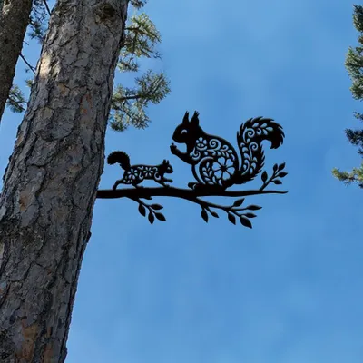Metall-Eichhörnchen-Gartendeko, 38x18,7 cm, schwarz