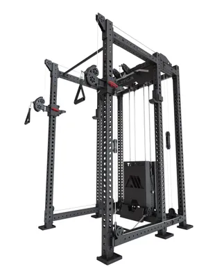 Produktbild von ATLETICA R8 Alpha | Power Rack | Squat Rack & Kabelzug | 180kg Steckgewichte für Cable Cross, Latzug, Rudern | Klimmzugstange, J-Hooks | Schwarz