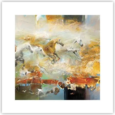 Produktbild von Poster - Poster ohne Rahmen - Pferde Galopp Modern - 30x30 cm - Wand Bild - Wanddeko - Wandbilder - Kunstposter - Wandposter - Bilder - Kunstdruck - Wanddekoration - Wandbild - P2XAC30x30-4506