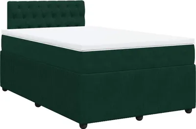 Produktbild von vidaXL Boxspringbett mit Matratze Dunkelgrün 120x190 cm Samt