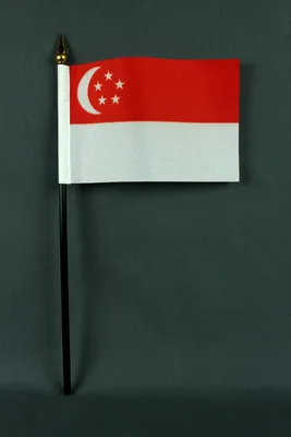 Produktbild von Flagge am Stab Singapur 10x15 cm Handflagge Stockflagge Fähnchen