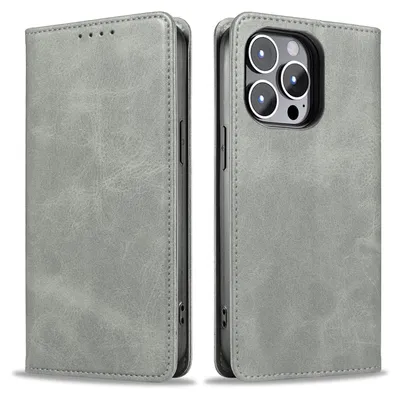 Produktbild von Handyhülle für Apple iPhone 14 Pro Max Kunstleder Flip Cover Hülle Klapphülle Case Kartenfach Farbe: Grau