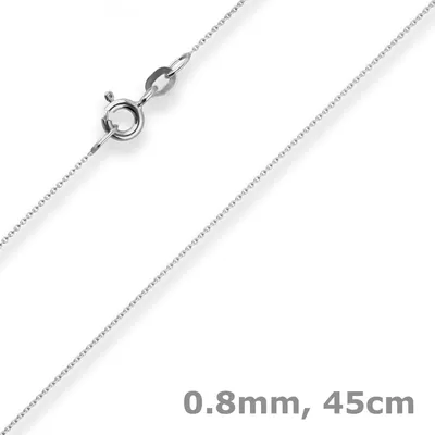 0-8mm-Rund-Ankerkette-aus-585-Weißgold-45cm-mit-Zwischenöse