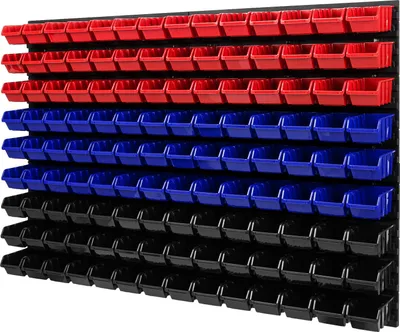 Obrázek produktu pro Sada stohovacích boxů 4x nástěnný policový úložný systém 126 boxů 1152 mm x 780 mm