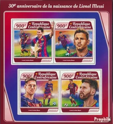 Produktbild von Briefmarken Zentralafrikanische Republik 2017 Mi 7195-7198 Kleinbogen (kompl. Ausgabe) postfrisch Lionel Messi