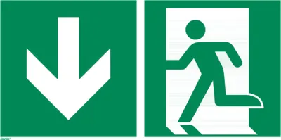Produktbild von Rettungszeichen Notausgang abwärts, Typ: 14400