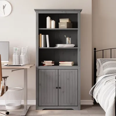 Imagen del producto de Estantería Living Store BODO, color gris, 80x40x172 cm, fabricada en madera maciza de pino