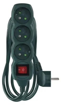 Obrázok produktu pre EMOS Predlžovací kábel 3 m / 5 zásuviek / s vypínačom / zelená / PVC / 1,5 mm2