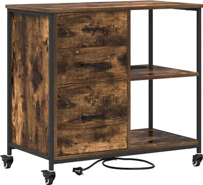 Productafbeelding van Kast met Oplaadstation met wiel Gerookt eiken 76 x 41 x 72 cm
