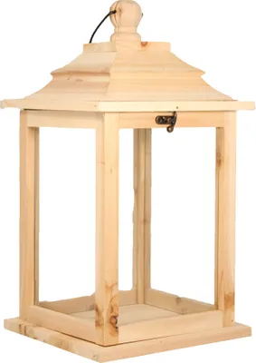 Produktbild von Holzlaterne Krippenzubehör natur 15x15x30 cm ohne Beleuchtung klein