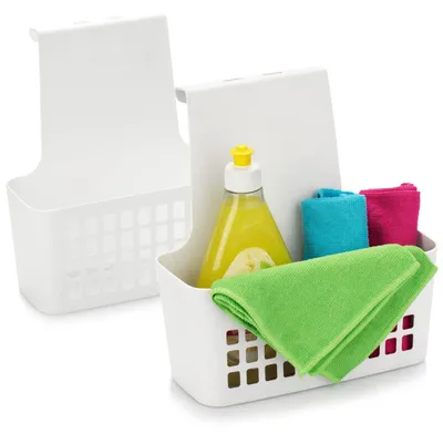 Productafbeelding van com-four® 2x ophangkrat - stevige opbergbox van kunststof - organizer