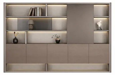 Image de Armoire de bureau moderne dotée d'un éclairage LED et d'un design élégant