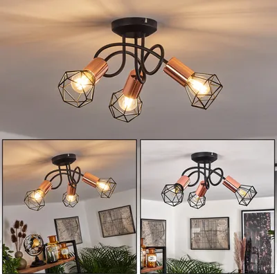 Produktbild von Borio »Borio« 3-flammige Deckenlampe aus Metall in Schwarz/Kupferfarben
