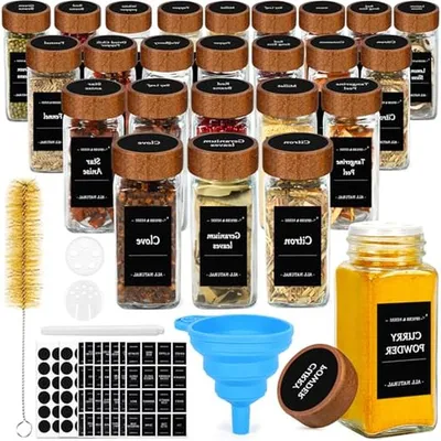 Produktbild von Gewürzbehälter-Set – Gewürzgläser – Küchenorganisation – Mit Holzdeckel – 24 Stück, 120 ml – Transparent