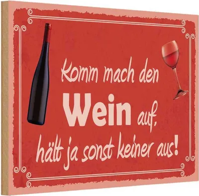 Produktbild von vianmo Holzschild 20x30 cm Komm mach den Wein auf Spruch Zitat