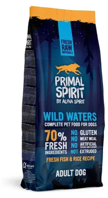 Produktbild von Primal Spirit Trockenfutter für Hunde WILD WATERS 70% Fleisch FISCH HÜHNCHEN 12kg