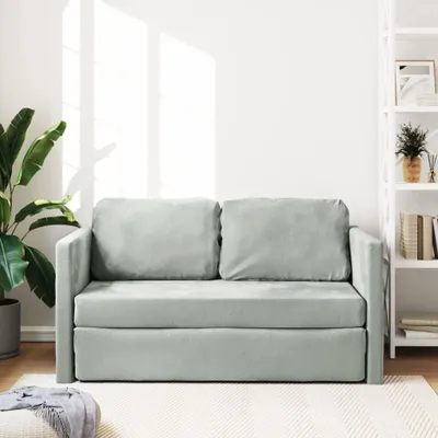 Produktbild von "im Sonderangebot" Bodensofa mit Schlaffunktion Hellgrau 122x204x55 cm Samt - 122 x 70 x 55 cm - DEMöbel3572172