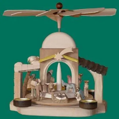 Produktbild von Tischpyramide Christi Geburt geschnitzt Höhe 31cm NEU