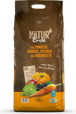 Produktbild von PATZER NATUR Erde für Tomaten Gemüse Beeren & Hochbeete torffrei - 18 Liter