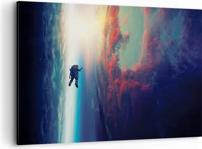 Produktbild von Bild auf Leinwand - Leinwandbild - Einteilig - Kosmos Astronaut Planet - 120x80cm - Wand Bild - Wanddeko - Wandbilder - Leinwanddruck - Bilder - Wanddekoration - Leinwand bilder - AA120x80-5049