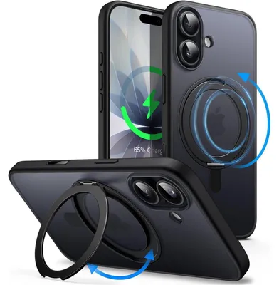 Produktbild von Handyhülle für iPhone 17 6,3 Zoll mit MagSafe, Ständer & Ringhalter, Schwarz