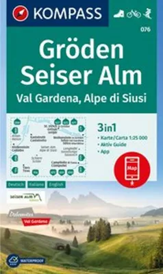 Obrázok produktu pre KOMPASS Turistická mapa 076 Val Gardena, Seiser Alm / Val Gardena, Alpe di Siusi 1:25 000