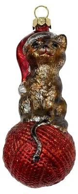Immagine prodotto di Clayre & Eef, decorazione natalizia a forma di gatto, colore marrone, in plastica
