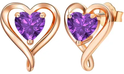 Produktbild von Ohrstecker Set Damen Silber 925 Rosegold Zirkonia Herzform Geschenk