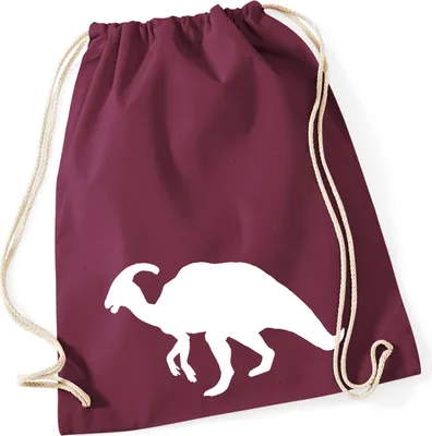 Produktbild von Huuraa Turnbeutel Parasaurolophus Dinosaurier 12 Liter Burgundy Baumwolle Rucksack Geschenkidee