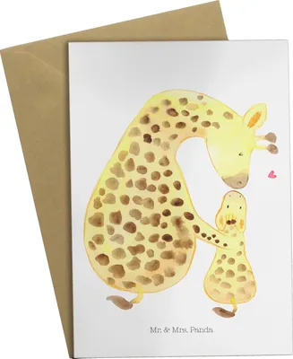 Produktbild von Mr. & Mrs. Panda Grußkarte Giraffe Kind - Weiß - Geschenk, Grußkarten, osterkarten, Tochter, Lieblingsmensch, Afrika, dankeskarten, Sohn, Mama, Mutter, einladungskarten