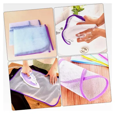 Produktbild von 5 Stück Hitzebeständiges Bügelnetz Atmungsaktive Bügelunterlage aus Hochwertigem Mesh Schützendes Bügeltuch für Empfindliche Wäsche Waschbar und Zufällige Farbe