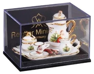 Immagine prodotto di Vassoio da caffè 1:12 in porcellana con decorazione natalizia