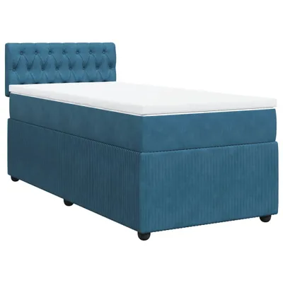 Produktbild von Boxspringbett mit Matratze Blau 90x200 cm Samt