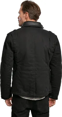 A man wearing a black jacket, viewed from the back.