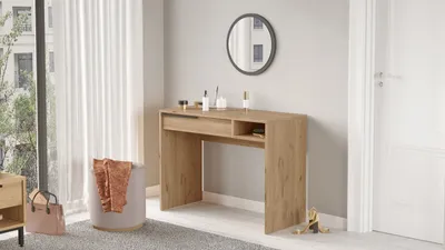 Produktbild von Skye Decor, On18-S, Schminktisch, 100 % MELAMINBESCHICHTETE SPANPLATTEN, Nussbaum, 100 x 44,5 x 75 cm