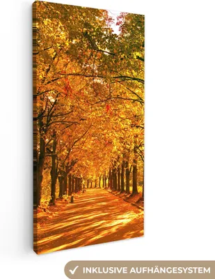 Produktbild von MuchoWow® - Leinwandbilder - Wald - Herbst - Jahreszeiten - Ländlich, Wandbild, Wanddeko Bilder Wohnzimmer, 40x80 cm