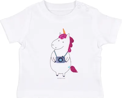 Produktbild von Mr. & Mrs. Panda Babyshirt Einhorn Fotograf 0. - 6. Monat - Weiß - Geschenk, Unicorn, Städtereise, Reise, Kamera, , Kinder Shirt, Baby, Fotografie, T-Shirt, Urlaub