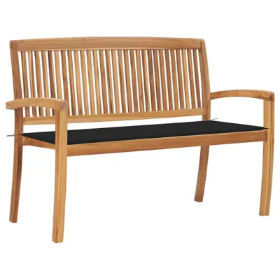 Image de Banc de jardin empilable et coussin 128,5cm Bois de teck massif