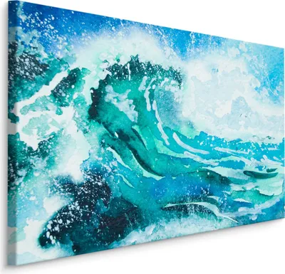 Produktbild von Fabelhafte Canvas LEINWAND BILDER 70x50 cm XXL Kunstdruck Meer Wellen Sonne Aquarell