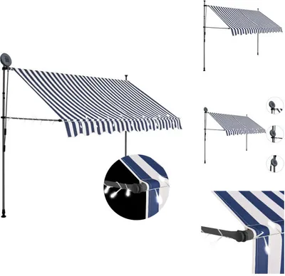 Obrázok produktu pre vidaXL Ručne výsuvná markíza s LED diódou 300 cm modrá a biela - Markízy