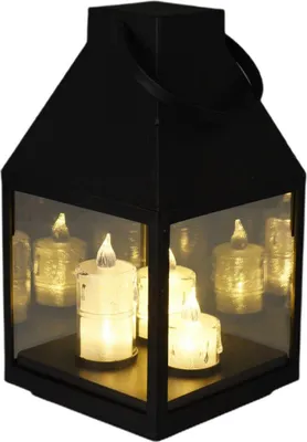 Produktbild von Advents-Laterne mit LED 25 cm – Lampion mit 3 Kerzen, Weihnachtsdeko