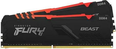 Zdjęcie produktu dla Kingston Technology FURY Beast 64GB 3200MT/s DDR4 CL16 DIMM (Zestaw 2) RGB, 64 GB, 2 x 32 GB, DDR4, 288-pin DIMM