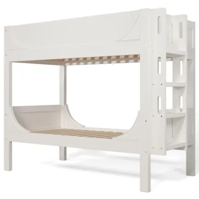 Produktbild von Trennbares Etagenbett 90x200cm mit Flexibel am Kopf-/Fußende montierbarer Leiter, Schlittenform-Design, Aus 1 Bett werden 2 Einzelbetten,EN747-1:2024