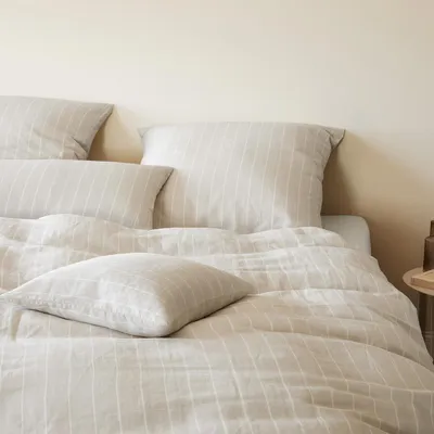 Produktbild von elegante Halbleinen Bettwäsche Humble sand 155x220 cm + 80x80 cm