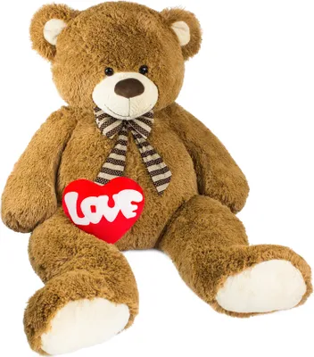 Image de BRUBAKER Ours en peluche géant XXL 150 cm brun avec un cœur en peluche 'LOVE